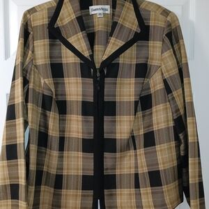 Danny & Nicole Women's Plaid Jacket - Black and Tan